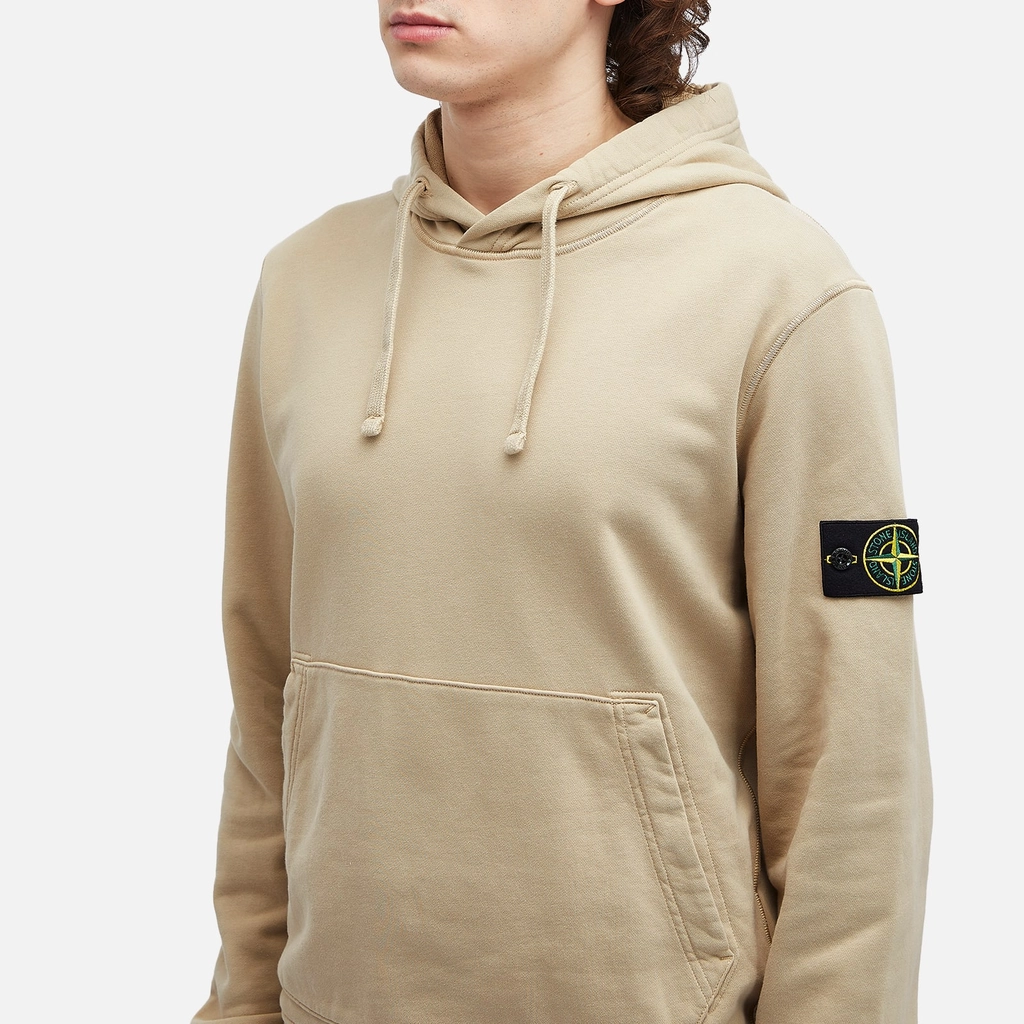 Stone Island Men's Garment Dyed Popover Hoodie Desert
